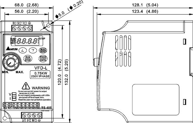 Размеры VFD-L